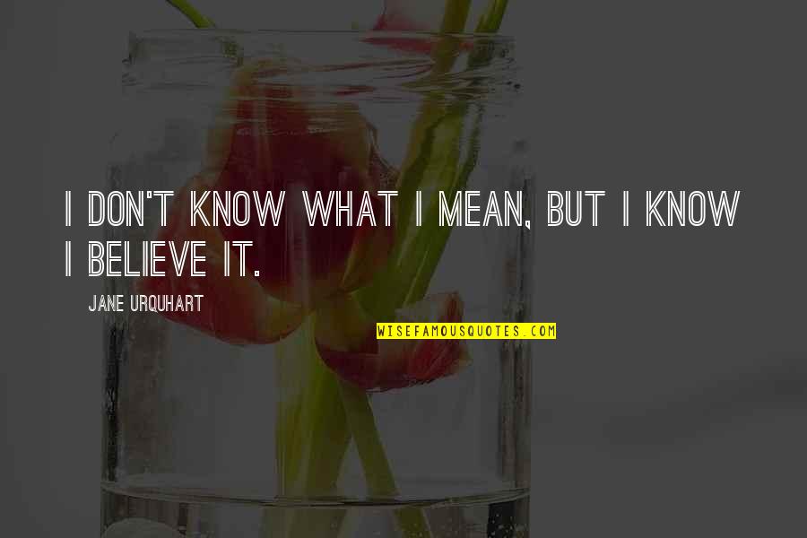 Tinto Quotes By Jane Urquhart: I don't know what I mean, but I Tinto Quotes By Jane Urquhart: I don't know what I mean, but I
