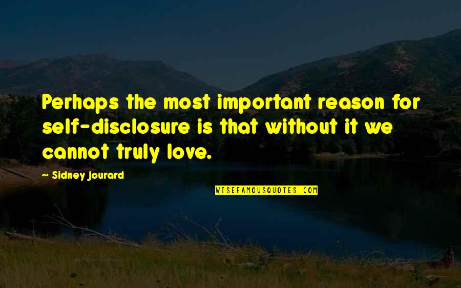 Tintoreros Quotes By Sidney Jourard: Perhaps the most important reason for self-disclosure is Tintoreros Quotes By Sidney Jourard: Perhaps the most important reason for self-disclosure is