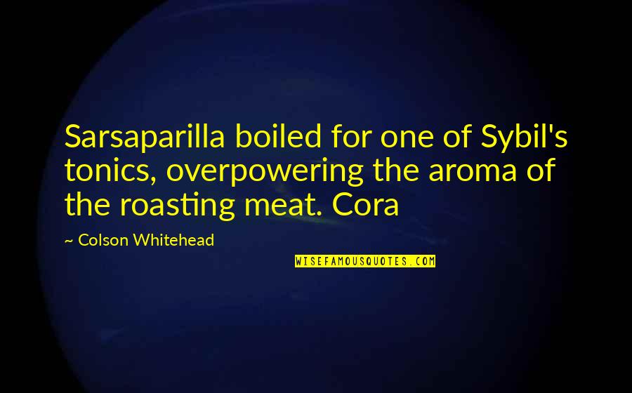 Tinulugan Quotes By Colson Whitehead: Sarsaparilla boiled for one of Sybil's tonics, overpowering