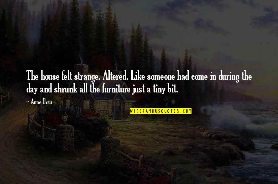 Tiny Furniture Quotes By Anne Ursu: The house felt strange. Altered. Like someone had