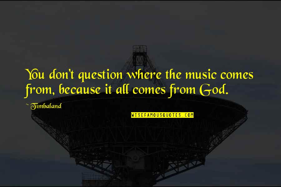 Tiny Furniture Quotes By Timbaland: You don't question where the music comes from,