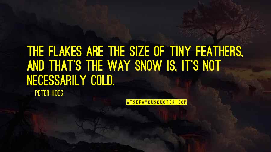 Tiny's Quotes By Peter Hoeg: The flakes are the size of tiny feathers, Tiny's Quotes By Peter Hoeg: The flakes are the size of tiny feathers,