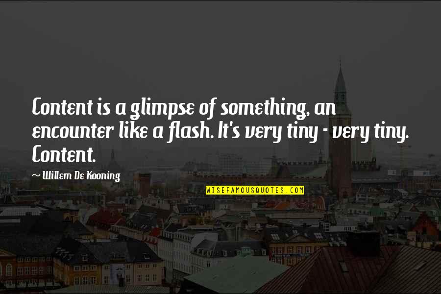 Tiny's Quotes By Willem De Kooning: Content is a glimpse of something, an encounter Tiny's Quotes By Willem De Kooning: Content is a glimpse of something, an encounter
