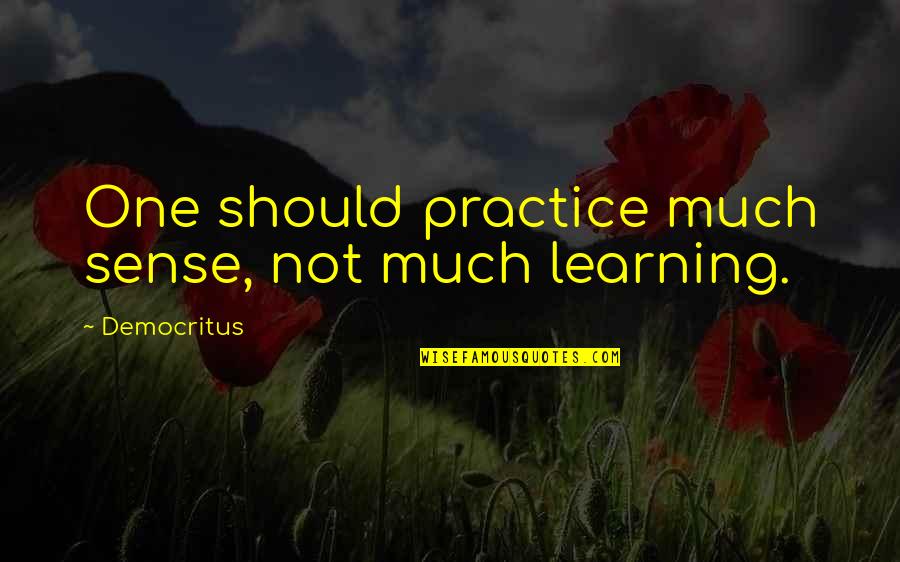 Tiongco Brothers Quotes By Democritus: One should practice much sense, not much learning. Tiongco Brothers Quotes By Democritus: One should practice much sense, not much learning.