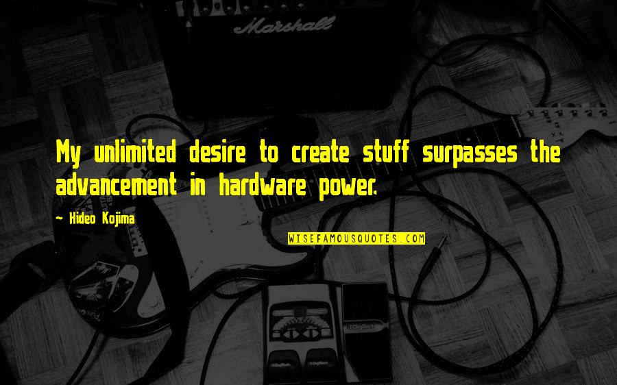Tipograf A Kinmed Quotes By Hideo Kojima: My unlimited desire to create stuff surpasses the