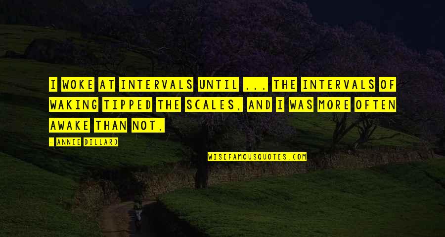 Tipped Quotes By Annie Dillard: I woke at intervals until ... the intervals