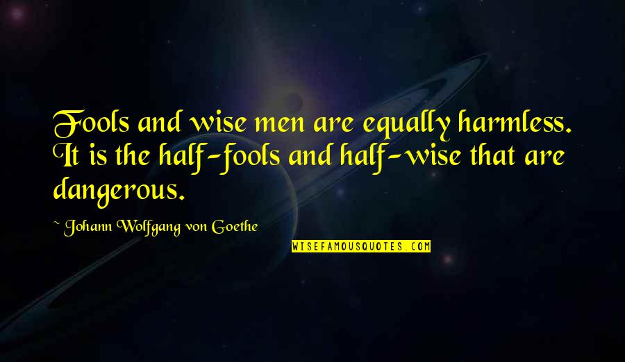 Tipping The Scales Quotes By Johann Wolfgang Von Goethe: Fools and wise men are equally harmless. It