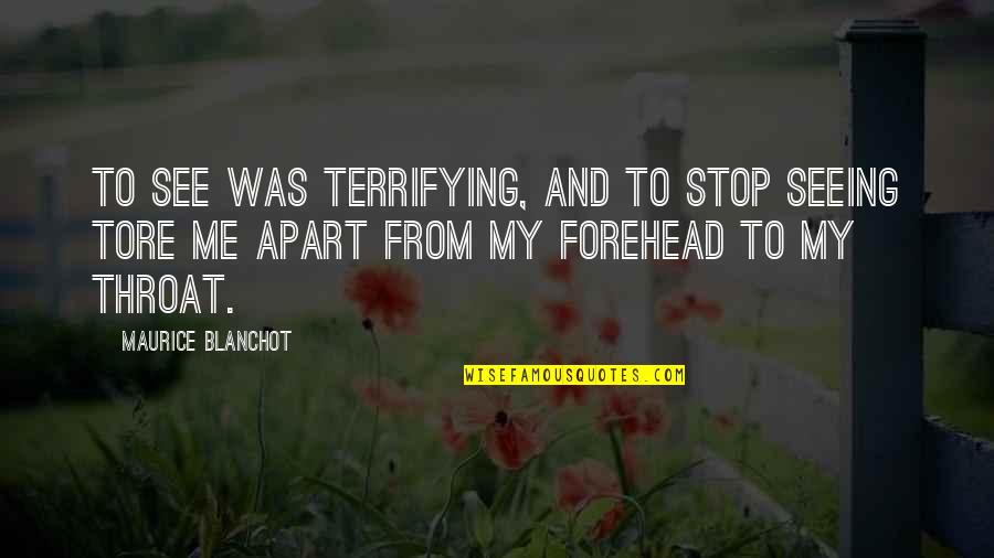Tipstaffs Quotes By Maurice Blanchot: To see was terrifying, and to stop seeing Tipstaffs Quotes By Maurice Blanchot: To see was terrifying, and to stop seeing