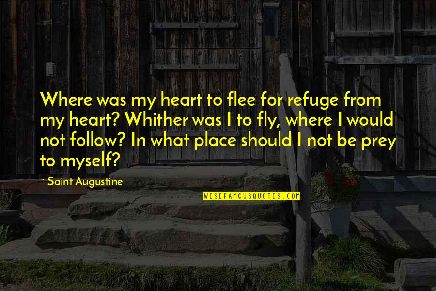 Tipsy Drunk Quotes By Saint Augustine: Where was my heart to flee for refuge