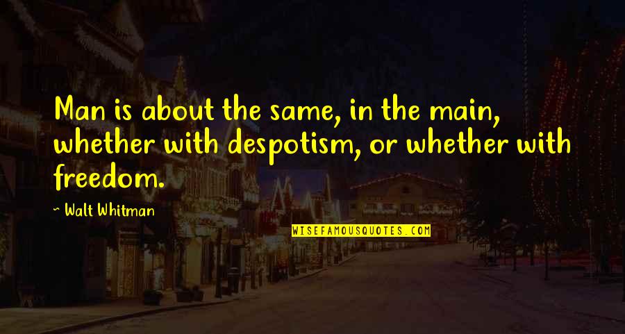 Tir Alainn Quotes By Walt Whitman: Man is about the same, in the main,
