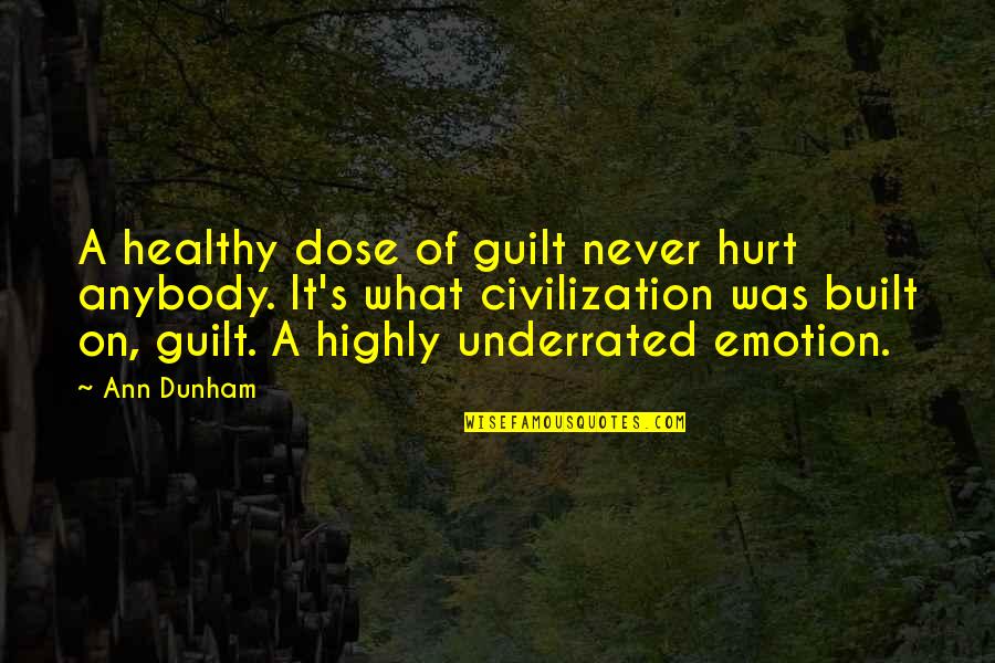 Tirabassi Farm Quotes By Ann Dunham: A healthy dose of guilt never hurt anybody. Tirabassi Farm Quotes By Ann Dunham: A healthy dose of guilt never hurt anybody.