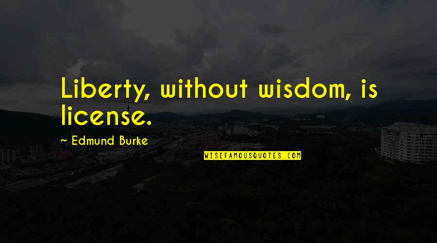 Tired Of Begging Quotes By Edmund Burke: Liberty, without wisdom, is license.