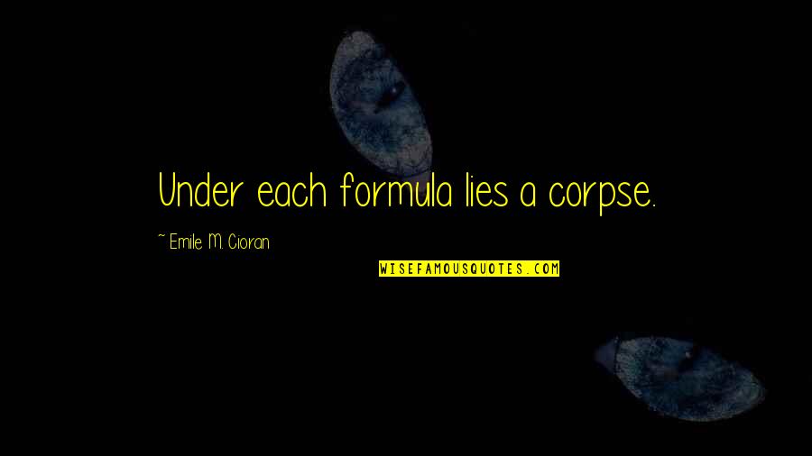 Tirelire Averbode Quotes By Emile M. Cioran: Under each formula lies a corpse.