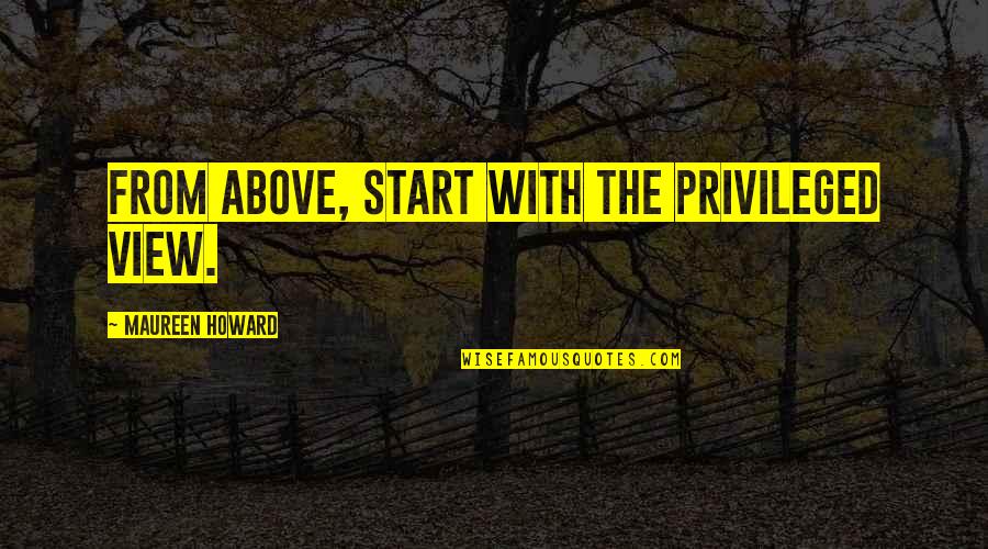 Tireurs De Joints Quotes By Maureen Howard: From above, start with the privileged view.