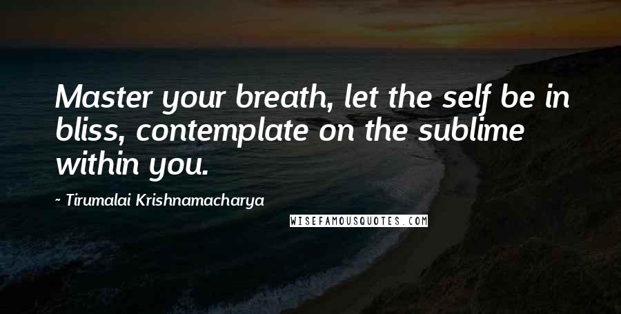 Tirumalai Krishnamacharya quotes: Master your breath, let the self be in bliss, contemplate on the sublime within you.