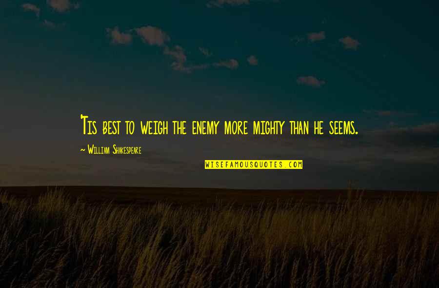 Tis Shakespeare Quotes By William Shakespeare: 'Tis best to weigh the enemy more mighty