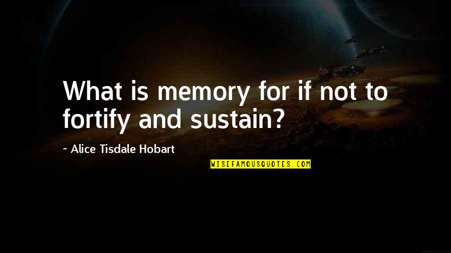 Tisdale Quotes By Alice Tisdale Hobart: What is memory for if not to fortify