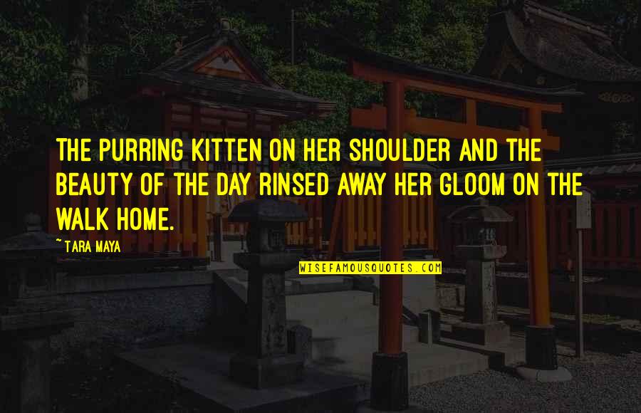 Tishkoff Quotes By Tara Maya: The purring kitten on her shoulder and the