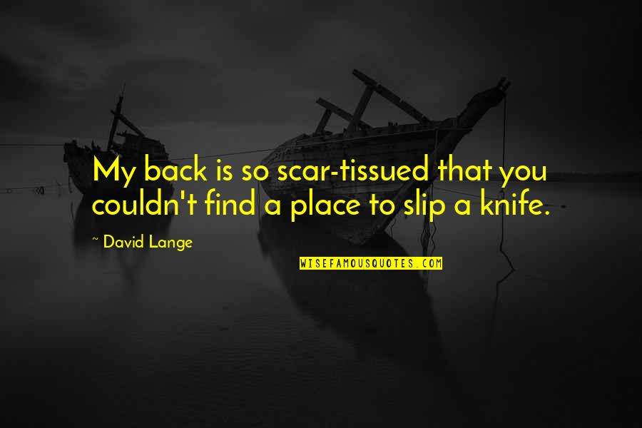 Tissued Quotes By David Lange: My back is so scar-tissued that you couldn't