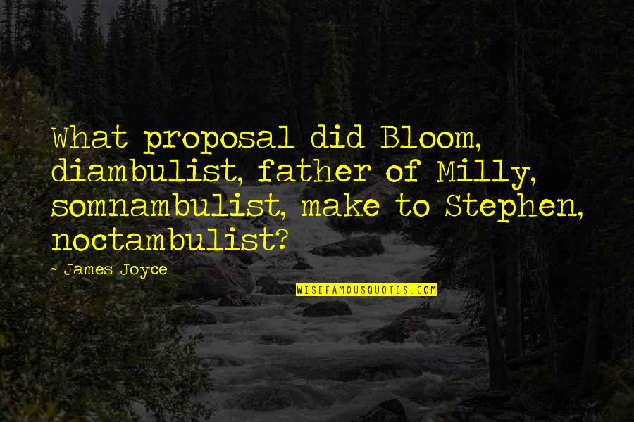 Titanic Being Unsinkable Quotes By James Joyce: What proposal did Bloom, diambulist, father of Milly,
