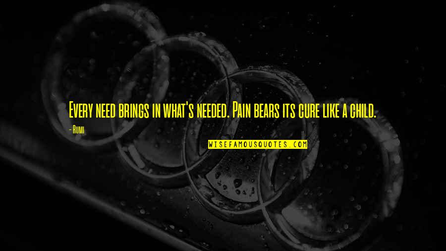 Titchmarsh Furniture Quotes By Rumi: Every need brings in what's needed. Pain bears