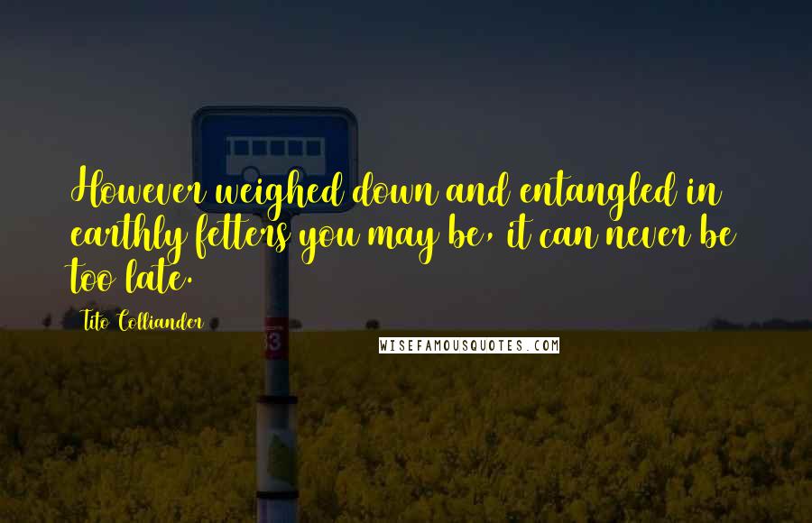 Tito Colliander quotes: However weighed down and entangled in earthly fetters you may be, it can never be too late.