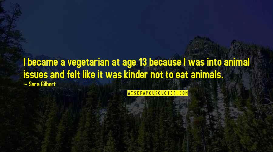 Titsling Trivial Pursuit Quotes By Sara Gilbert: I became a vegetarian at age 13 because Titsling Trivial Pursuit Quotes By Sara Gilbert: I became a vegetarian at age 13 because