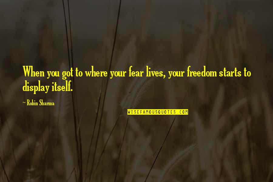 Tjader Acres Quotes By Robin Sharma: When you got to where your fear lives,