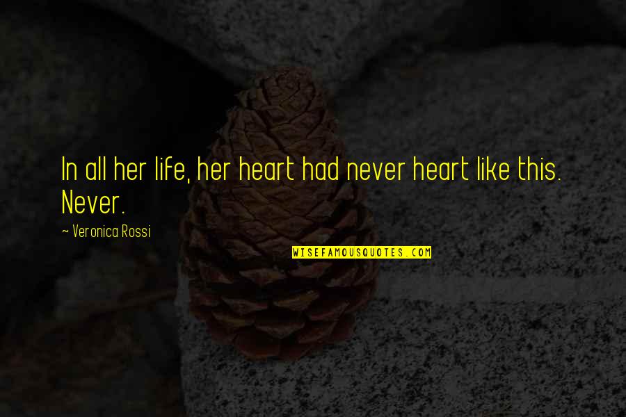 Tkletes Trkk Quotes By Veronica Rossi: In all her life, her heart had never Tkletes Trkk Quotes By Veronica Rossi: In all her life, her heart had never
