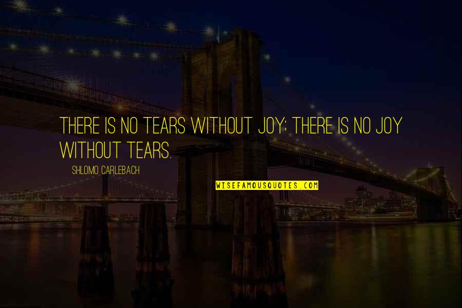 Tnt Delivery Quotes By Shlomo Carlebach: There is no tears without joy; there is