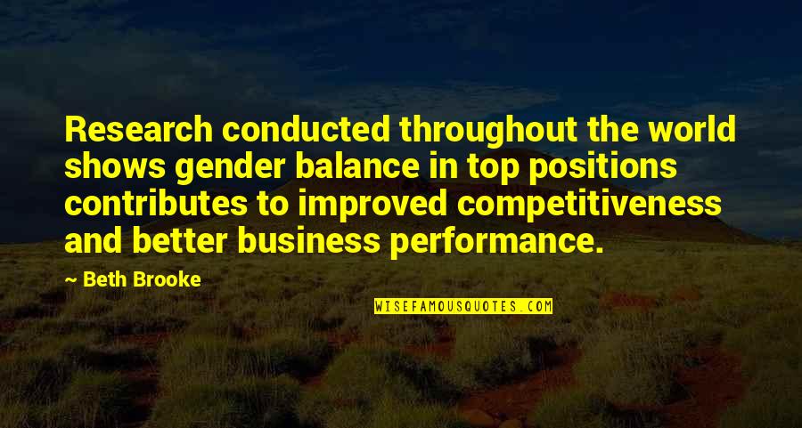 Tnt Transport Quotes By Beth Brooke: Research conducted throughout the world shows gender balance