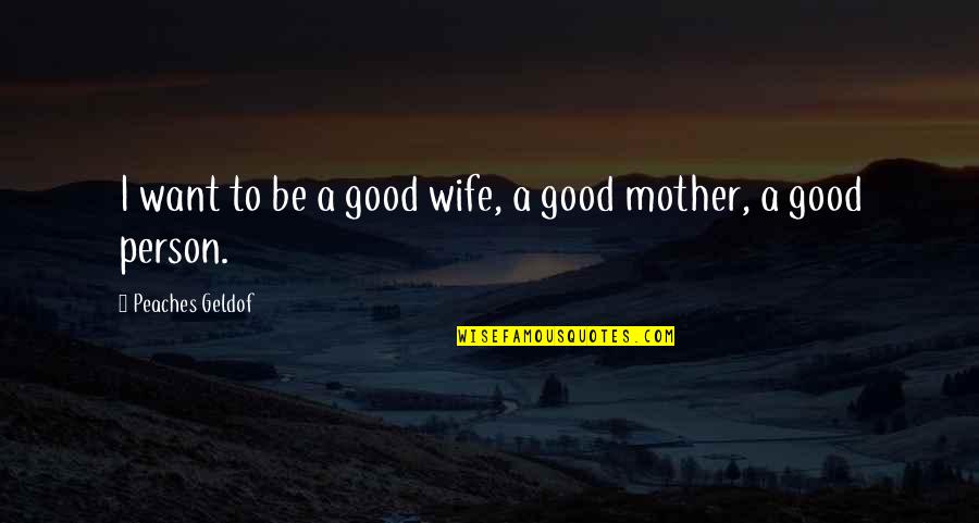 To Be A Good Person Quotes By Peaches Geldof: I want to be a good wife, a