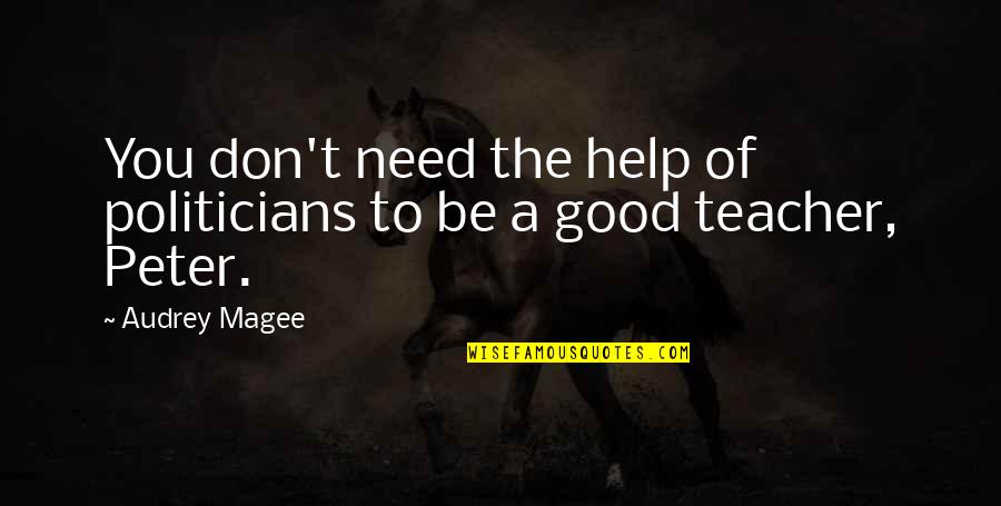 To Be A Good Teacher Quotes By Audrey Magee: You don't need the help of politicians to