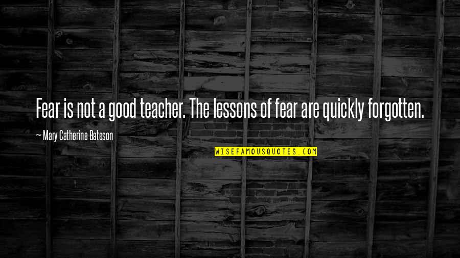 To Be A Good Teacher Quotes By Mary Catherine Bateson: Fear is not a good teacher. The lessons To Be A Good Teacher Quotes By Mary Catherine Bateson: Fear is not a good teacher. The lessons