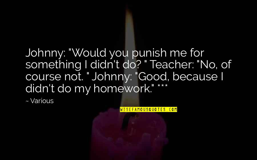 To Be A Good Teacher Quotes By Various: Johnny: "Would you punish me for something I To Be A Good Teacher Quotes By Various: Johnny: "Would you punish me for something I