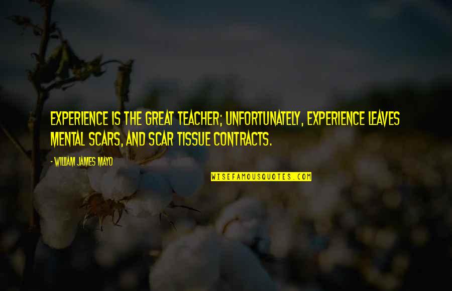 To Be A Great Teacher Quotes By William James Mayo: Experience is the great teacher; unfortunately, experience leaves