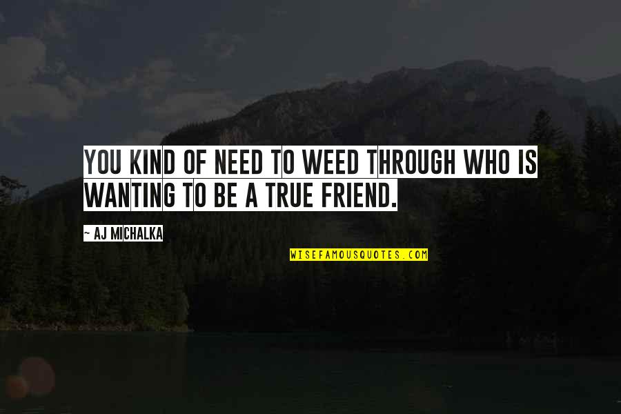 To Be A True Friend Quotes By AJ Michalka: You kind of need to weed through who
