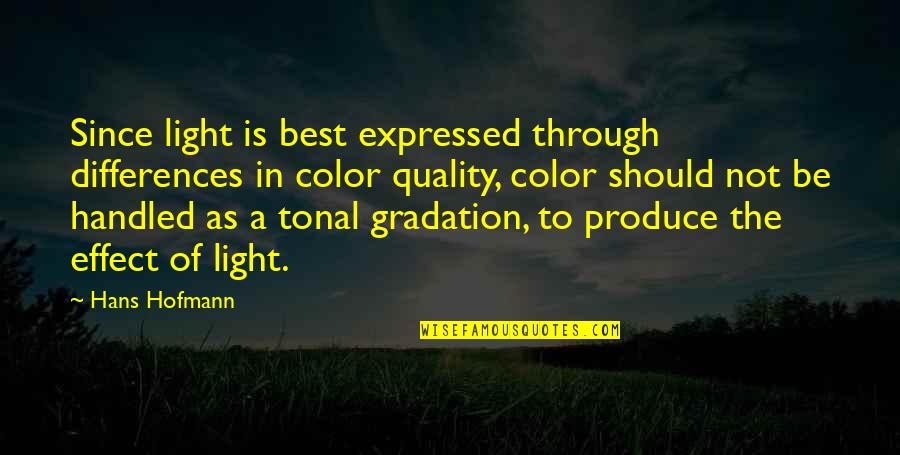 To Be The Best Quotes By Hans Hofmann: Since light is best expressed through differences in