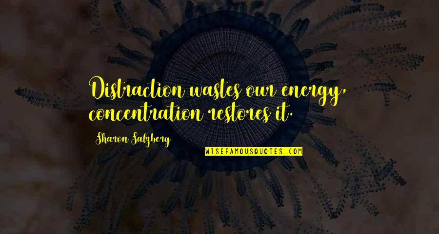 To Bill Brasky Quotes By Sharon Salzberg: Distraction wastes our energy, concentration restores it.