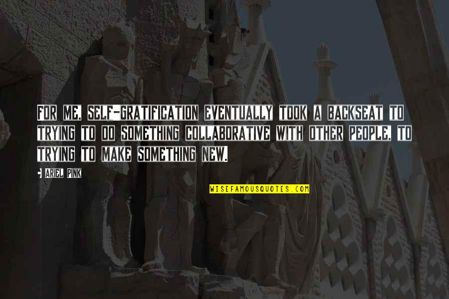 To Do Something New Quotes By Ariel Pink: For me, self-gratification eventually took a backseat to