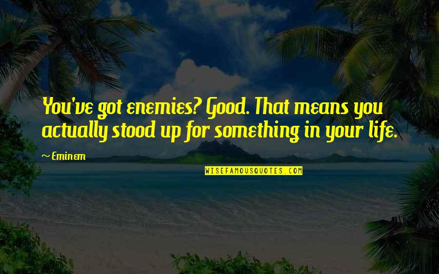To Eat Is A Necessity Quotes By Eminem: You've got enemies? Good. That means you actually