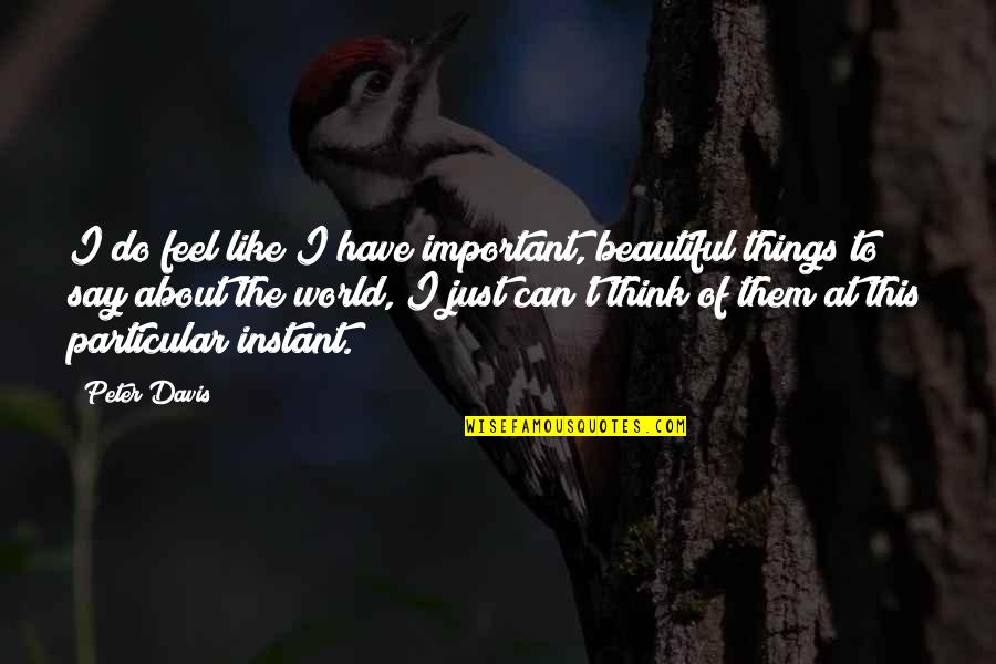 To Feel Beautiful Quotes By Peter Davis: I do feel like I have important, beautiful