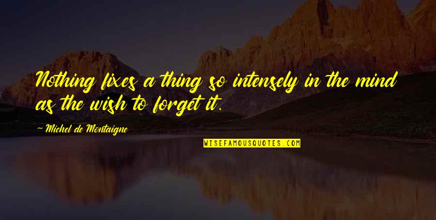 To Forget Quotes By Michel De Montaigne: Nothing fixes a thing so intensely in the