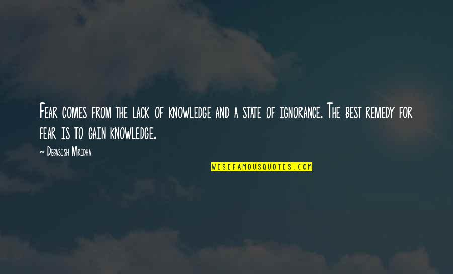 To Gain Knowledge Quotes By Debasish Mridha: Fear comes from the lack of knowledge and