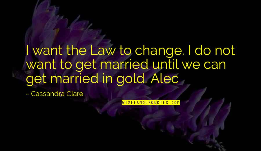 To Get Married Quotes By Cassandra Clare: I want the Law to change. I do