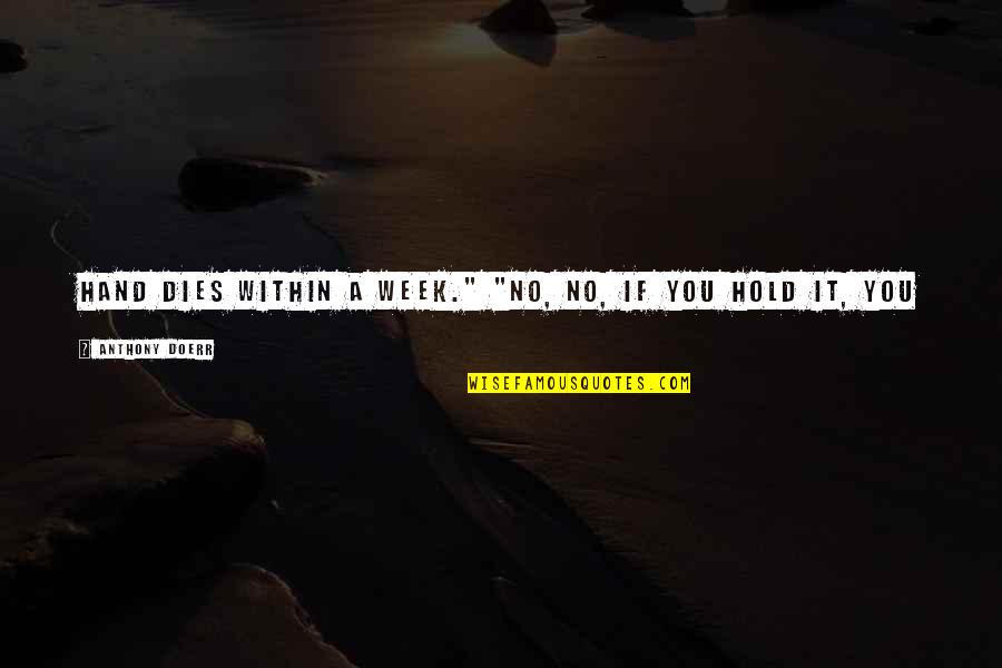 To Hold My Hand Quotes By Anthony Doerr: hand dies within a week." "No, no, if To Hold My Hand Quotes By Anthony Doerr: hand dies within a week." "No, no, if
