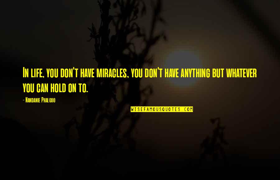 To Hold You Quotes By Nandanie Phalgoo: In life, you don't have miracles, you don't