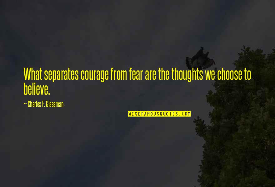 To Kill A Mockingbird Chapter 23-24 Quotes By Charles F. Glassman: What separates courage from fear are the thoughts