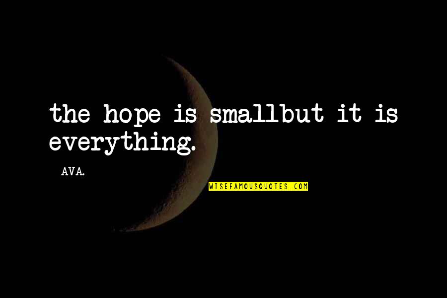 To Live By Quotes By AVA.: the hope is smallbut it is everything.