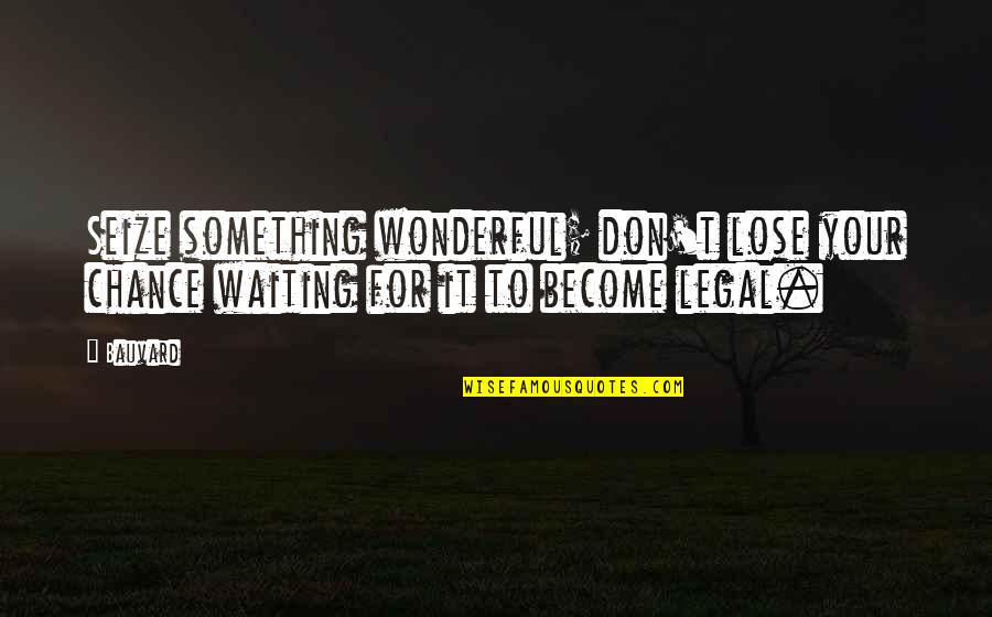 To Lose Something Quotes By Bauvard: Seize something wonderful; don't lose your chance waiting